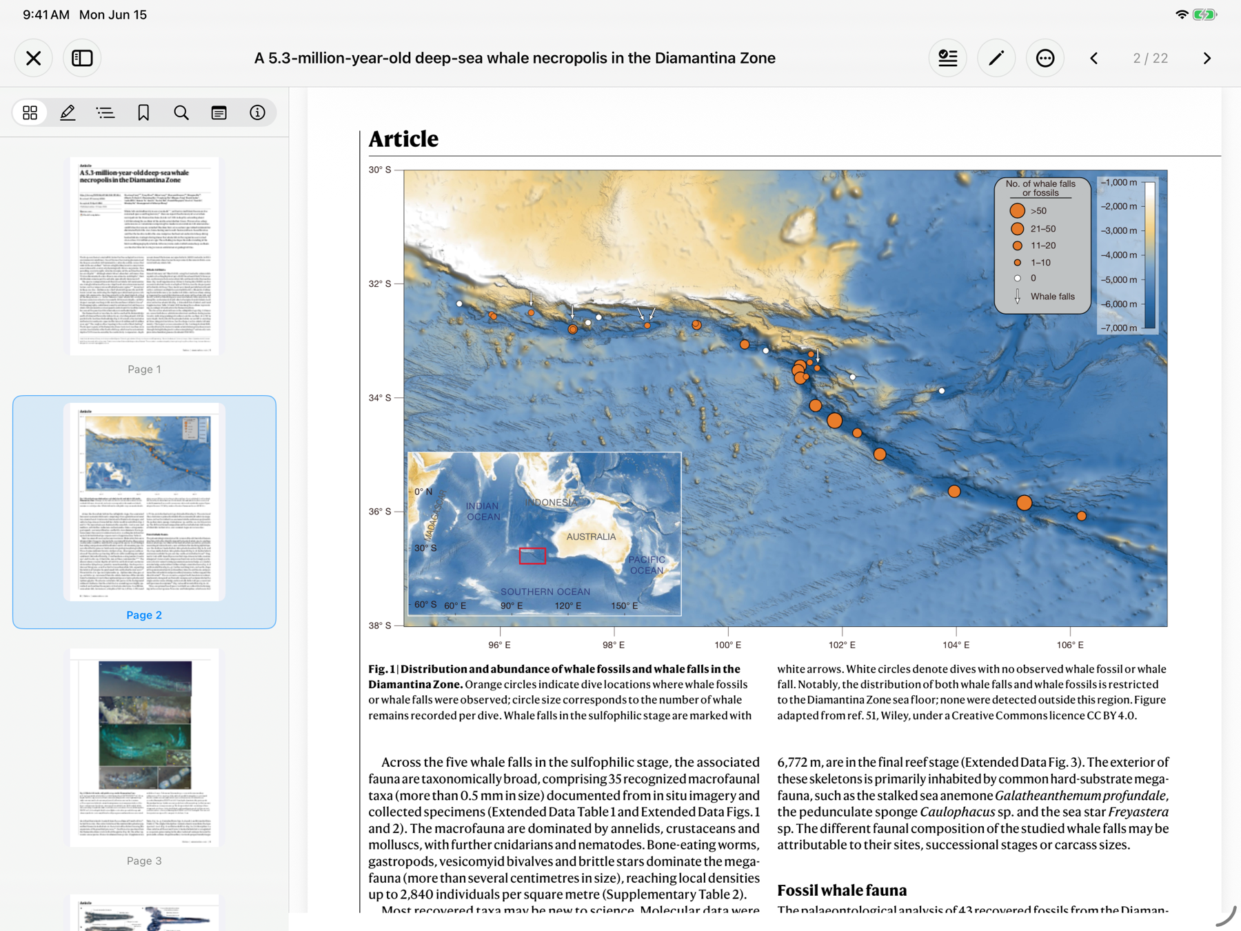 iPad screenshot showing a figure page from the Nature article.